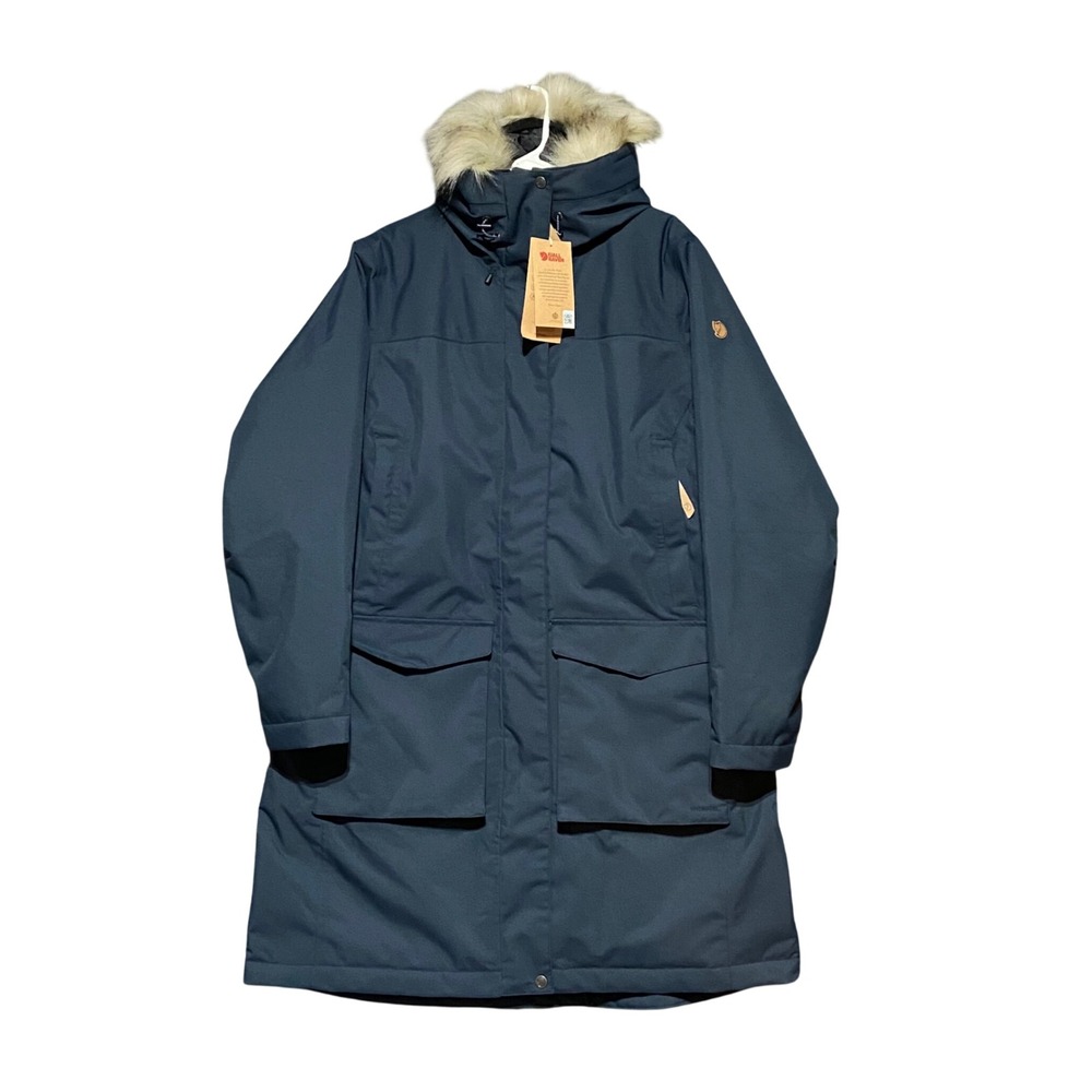 Fjallraven Nuuk Lite Parka W Women XL Dark Navy 87161 Winter Coat Heavy Fur NWT
